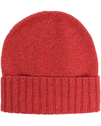 Dell'Oglio Cashmere Intarsia Knit Hat - Red