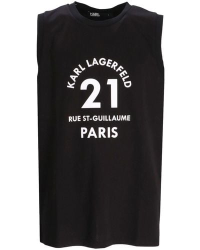 Karl Lagerfeld 21 Rue St-guillaume-print Tank Top - Black