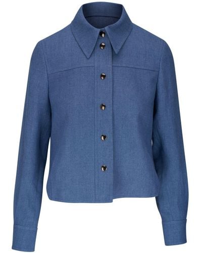 Akris Talitha Linen Shirt Jacket - Blue