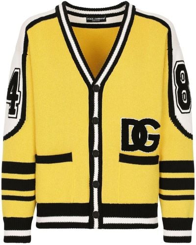 Dolce & Gabbana Logo-patch Panelled Cardigan - Yellow