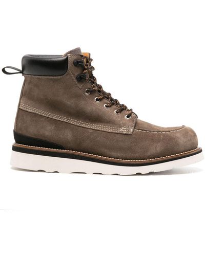 Woolrich High Boot With Logo - Brown