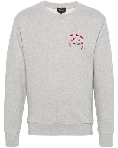 A.P.C. Logo-print Cotton Sweatshirt - Grey