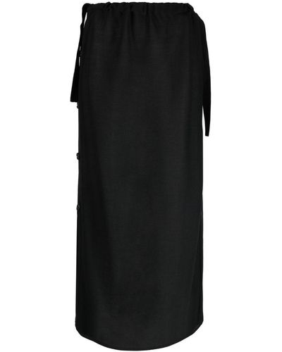 Totême Side-button Drawstring Midi Skirt - Black