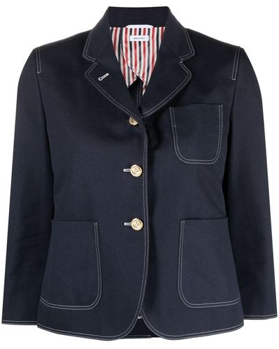 Thom Browne Sack-patch Cropped Jacket - Blue