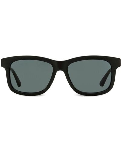 Gucci Web-detail Rectangle-frame Sunglasses - Black