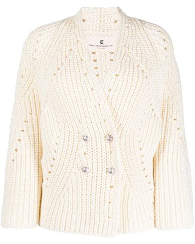 Ermanno Scervino Pearl-button Open-knit Cardigan - Natural