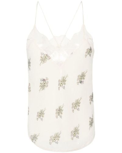 Zadig & Voltaire Christy Sequin Flower Tank Top - White