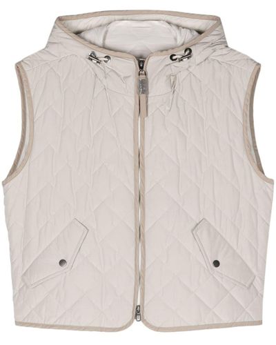 Brunello Cucinelli Hooded quilted gilet - Gris