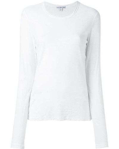 James Perse Camiseta con cuello redondo de manga larga - Blanco