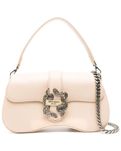 Just Cavalli Snake-detail Faux-leather Bag - Natural