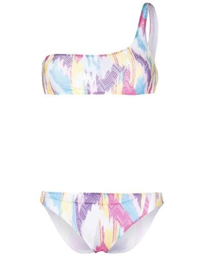 Missoni Bikini asymétrique à motif zigzag - Blanc