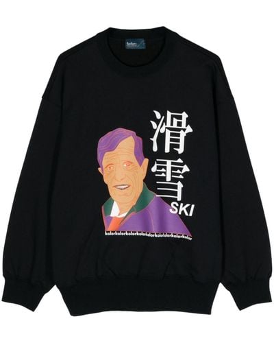 Kolor Graphic-print Cotton Sweatshirt - Black