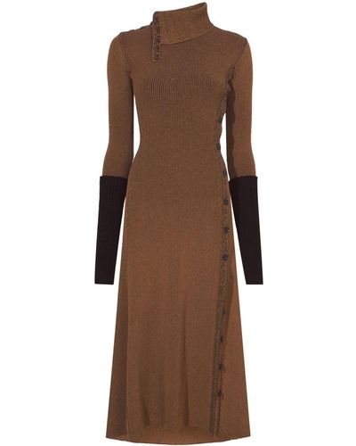 Proenza Schouler Roll-neck Ribbed Midi Dress - Brown