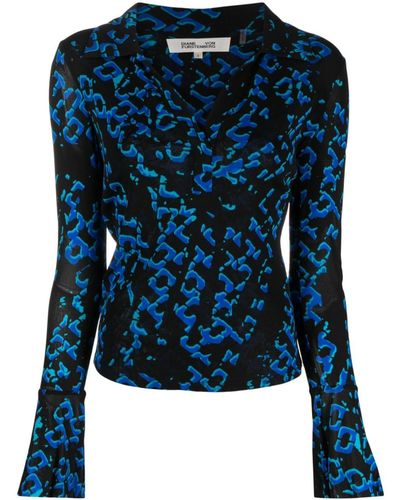 Diane von Furstenberg Mackenzie T-shirt Met Grafische Print - Blauw