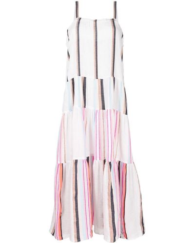 lemlem Stripe-print Tiered Dress - White