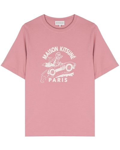 Maison Kitsuné Racing Wheels cotton T-shirt - Pink