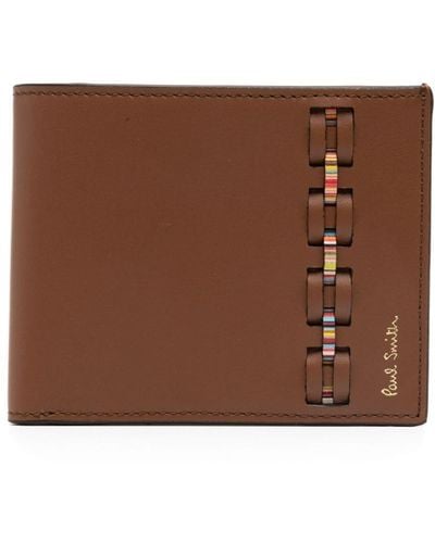 Paul Smith Woven Leather Bi-fold Wallet - Brown