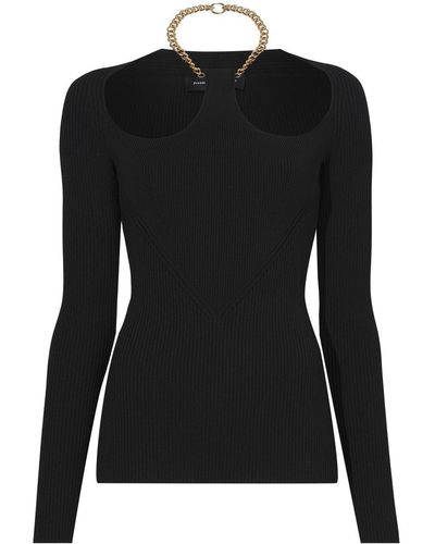 Proenza Schouler Chain-detail Ribbed-knit Sweater - Black