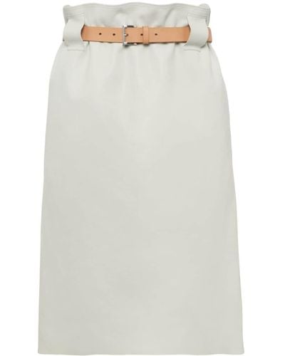 Prada Leather Midi Skirt - White
