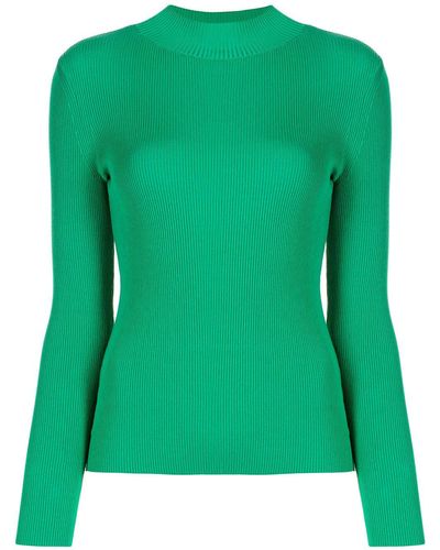 Oscar de la Renta Ribbed Mock-neck Sweater - Green