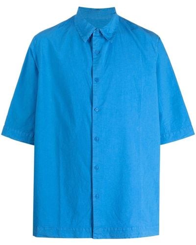Casey Casey Double Dyed Steven Cotton Shirt - Blauw