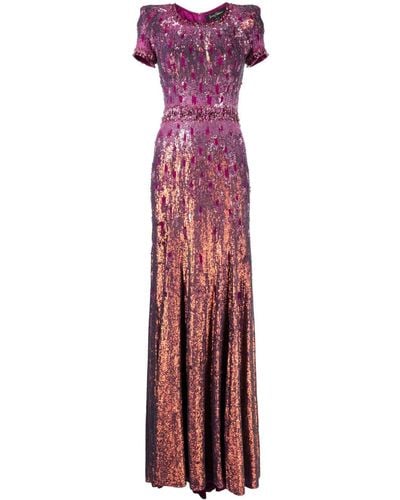 Jenny Packham Sequin-embellished Greta Gown - Purple