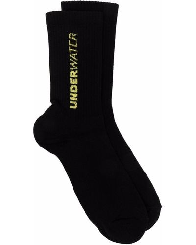 MSGM Intarsia-knit Logo Socks - Black