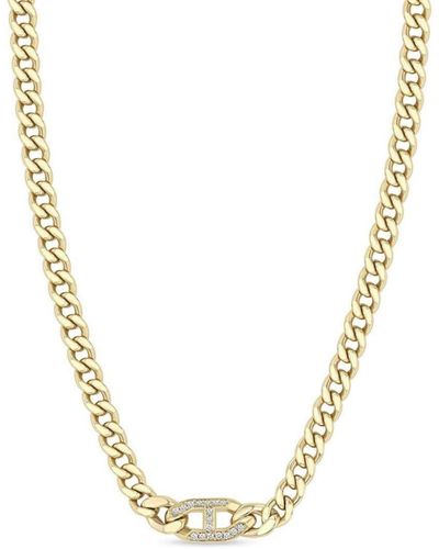 Zoe Chicco 14kt Yellow Gold Diamond Curb Chain Necklace - Metallic