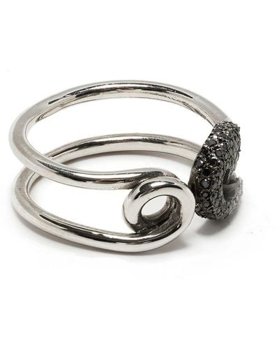 Ileana Makri 18kt White Gold Safety Pin Diamond Ring - Metallic