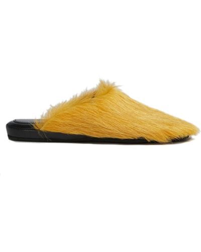 Marni Round-toe Slip-on Slippers - Yellow