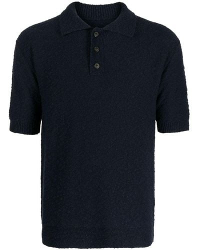 Maison Margiela Tonal Fine-knit Polo Shirt - Blue