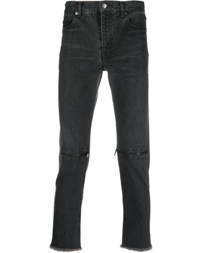 Undercover Zip-detail Frayed Jeans - Black