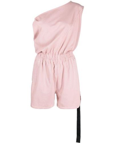 Rick Owens One-shoulder Cotton Playsuit - Pink