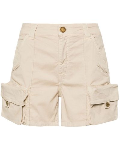 Pinko Cargo Cotton Mini Shorts - Natural