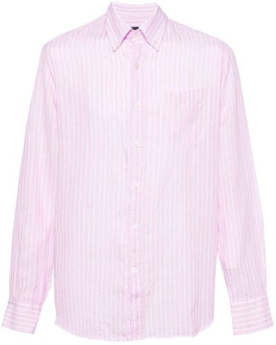 Paul & Shark Gestreiftes Hemd aus Leinen - Pink