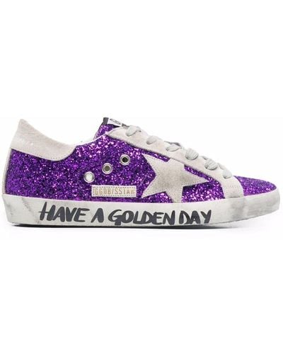Golden Goose Super-star Glitter-effect Sneakers - Purple