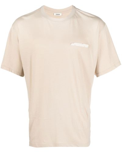 Sandro Logo-appliqué Cotton T-shirt - Natural