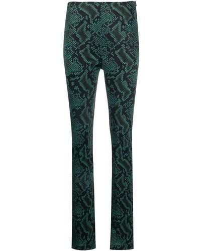 Atlein Snakeskin-print Flared Trousers - Green