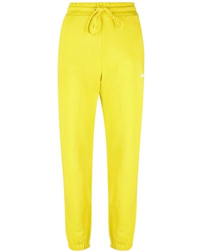 MSGM Pantalones de chándal rectos con logo - Amarillo