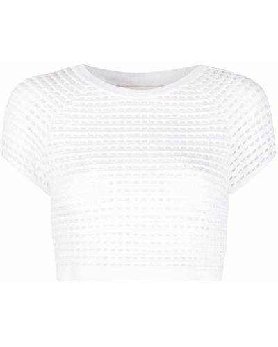 Genny Open-knit Cropped Top - White