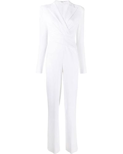 Talbot Runhof Long-sleeve Wrap-design Jumpsuit - White
