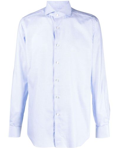 Xacus Cutaway-collar Organic Cotton Shirt - Blue