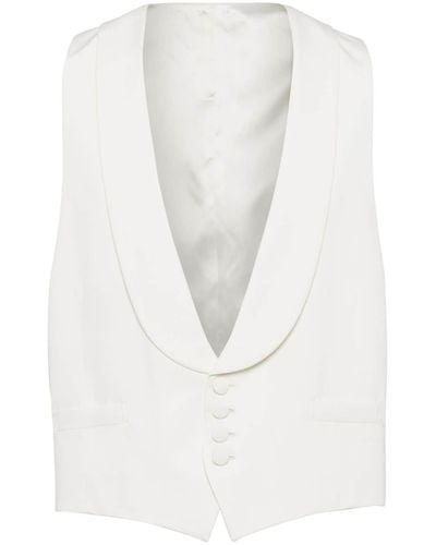 Brunello Cucinelli Shawl-lapels Silk Waistcoat - White