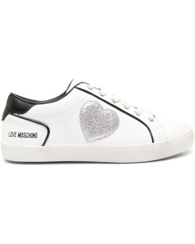 Love Moschino Heart-patch Leather Trainers - White