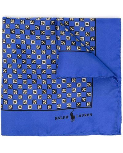 Polo Ralph Lauren Mouchoir de poche en soie à logo imprimé - Bleu