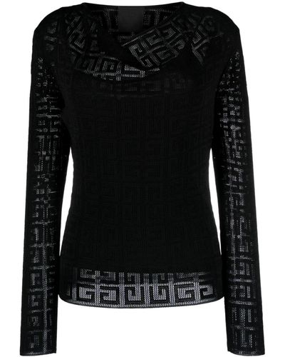 Givenchy Jersey a capas con motivo 4G en jacquard - Negro