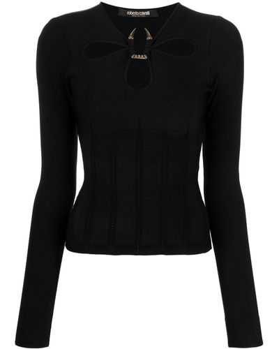 Roberto Cavalli Cut-out Knit Top - Black