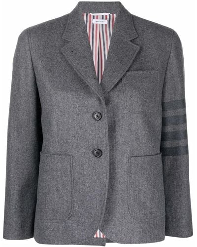 Thom Browne Single-breasted Blazer With Stripes - Gray