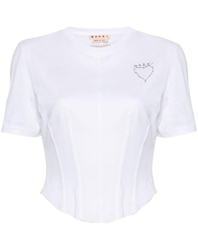 Marni T-Shirt mit Logo-Stickerei - Weiß