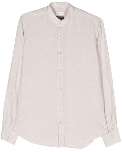Glanshirt Band-collar Linen Shirt - Pink